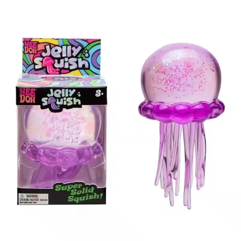 Trending Nee Doh Jellyfish & Cube Squish Toy, Soft Jelly Squeeze Stress Relief Fidget Toy, Sensory NeeDoh for Kids & Adults