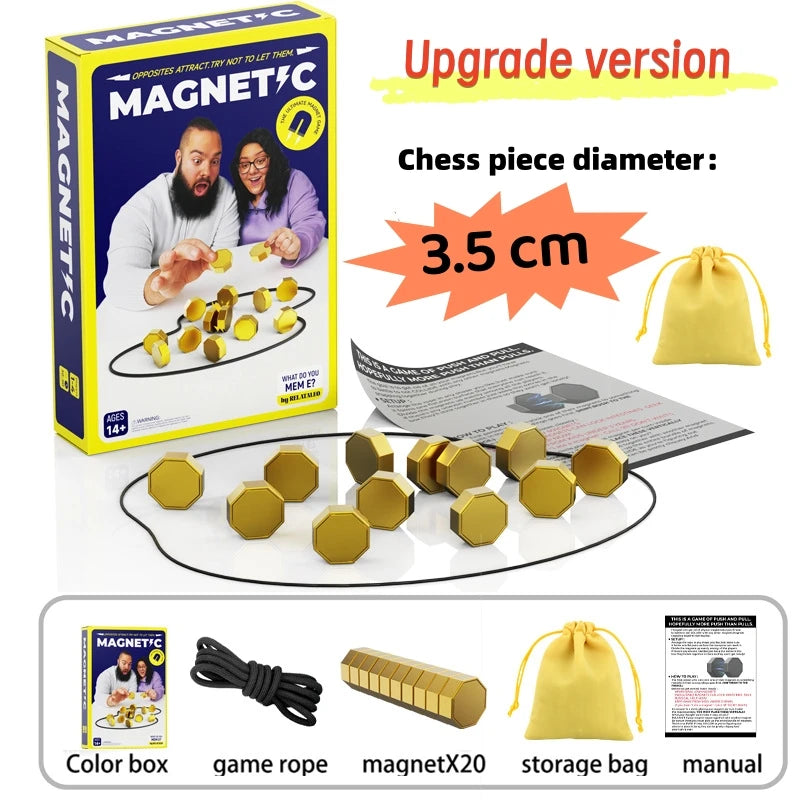 Party Game Magnetic Stone Game Interactive Magnetic Board Strategy Game, Suitable for Families, Children, and Adults High Quality, the Longest Side Is 2.5/ 3.5cm (Version Upgrade, the Outer Packaging Comes in 2 Random Styles)