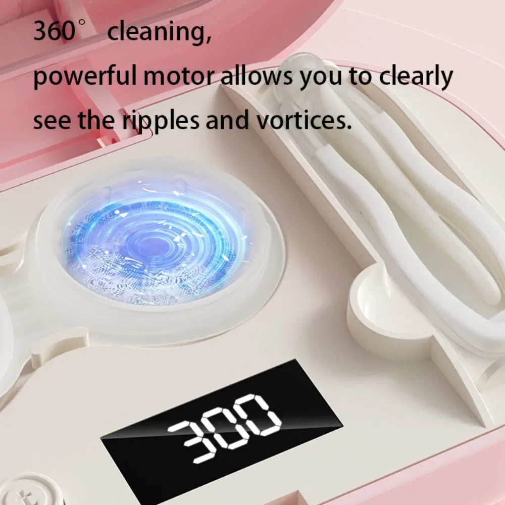 High Frequency Vibration Ultrasonic Beauty Lenses Cleaner LCD Display USB Charging Beauty Lenses Storage Container Portable