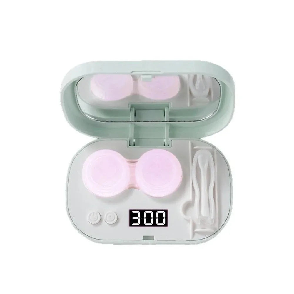 High Frequency Vibration Ultrasonic Beauty Lenses Cleaner LCD Display USB Charging Beauty Lenses Storage Container Portable