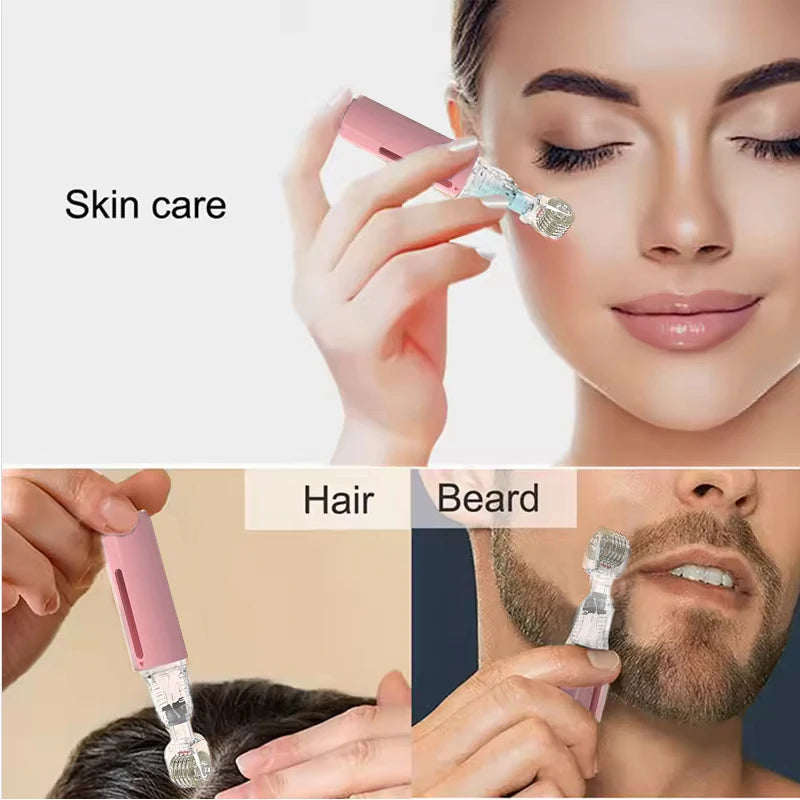 Women Facial Lip Derma Roller Professional Skincare Tools,Titanium Micro Needles Roller For Beard&Hair Growth,Serum Applicator