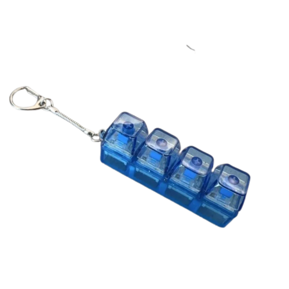 Funny Crystal Keycap Pendant Luminous Light Fidget Keyboard with LED Transparent Shaft 4 Keys Design