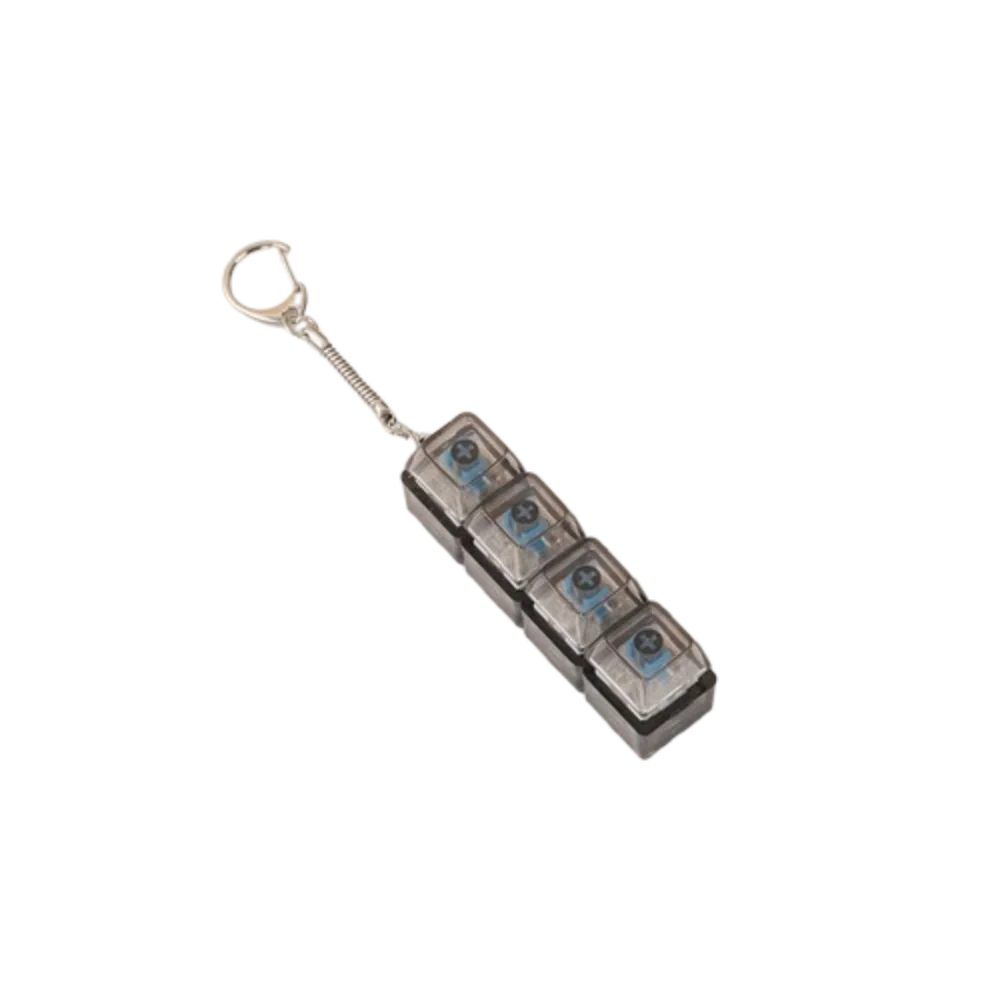 Funny Crystal Keycap Pendant Luminous Light Fidget Keyboard with LED Transparent Shaft 4 Keys Design