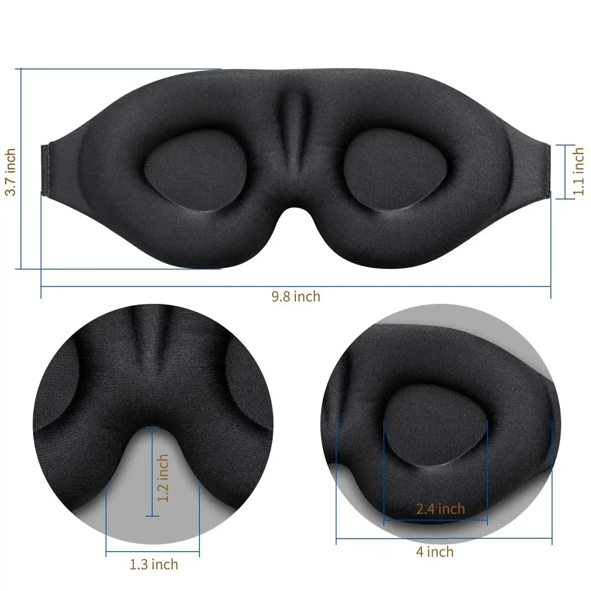 3D Sleep Mask Contoured Cup Blindfold Concave Molded Night Eye Mask Block Out Light with Women Men