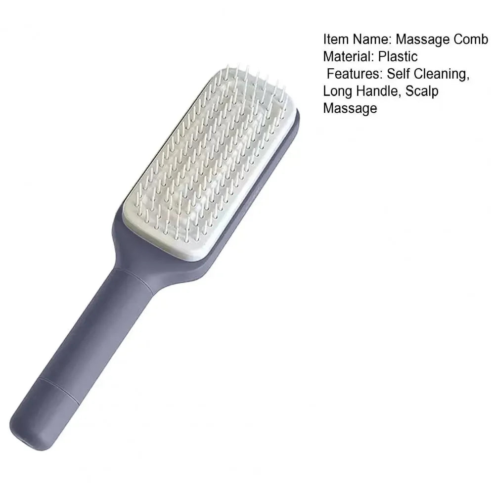 Rotating Comb Long Handle Anti-static Scalp Massage Hair Comb for Women Self Hair Brush with Retractable Comb Hairdressing Tool