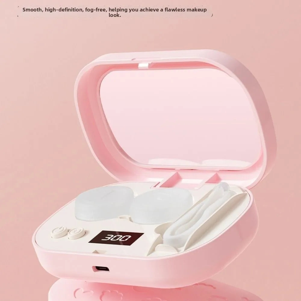 High Frequency Vibration Ultrasonic Beauty Lenses Cleaner LCD Display USB Charging Beauty Lenses Storage Container Portable