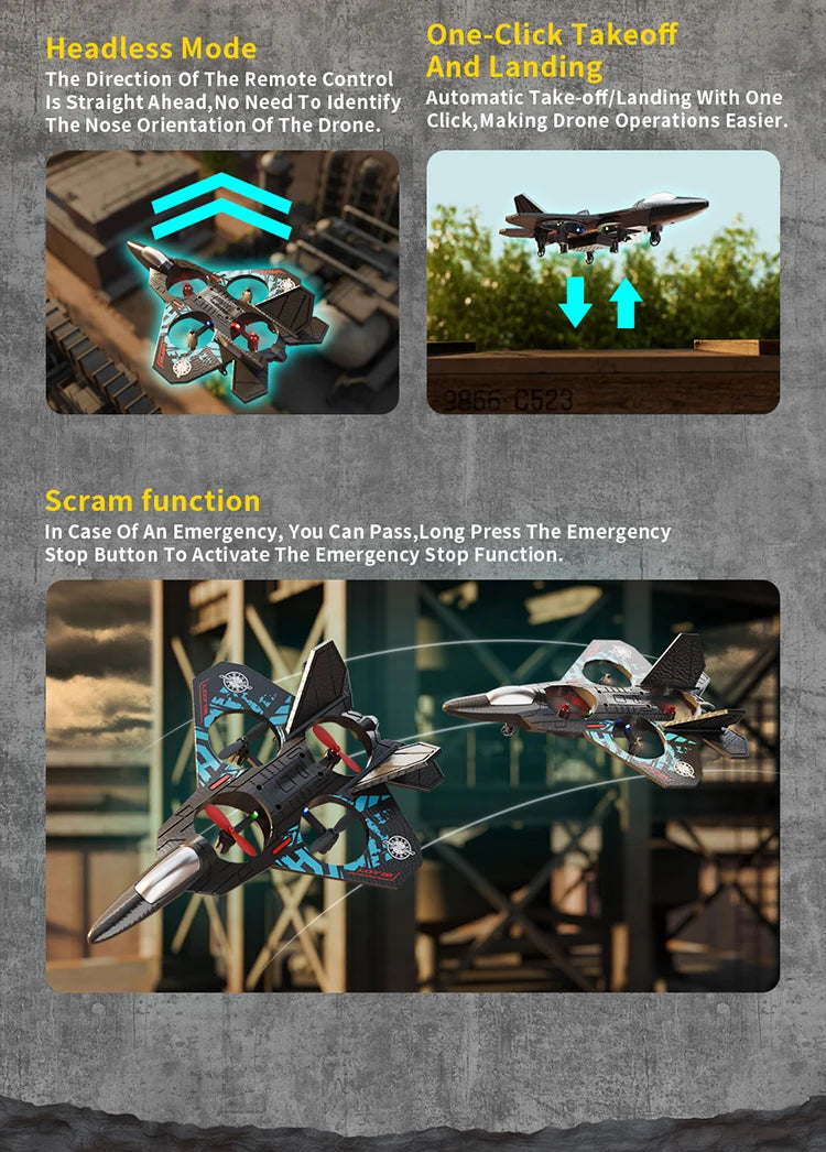 Night Flight RC Aircraft with Fixed Height & 4-Motor Stability - EPP Foam Glider Helicopter for Boys Girls Toy Gift