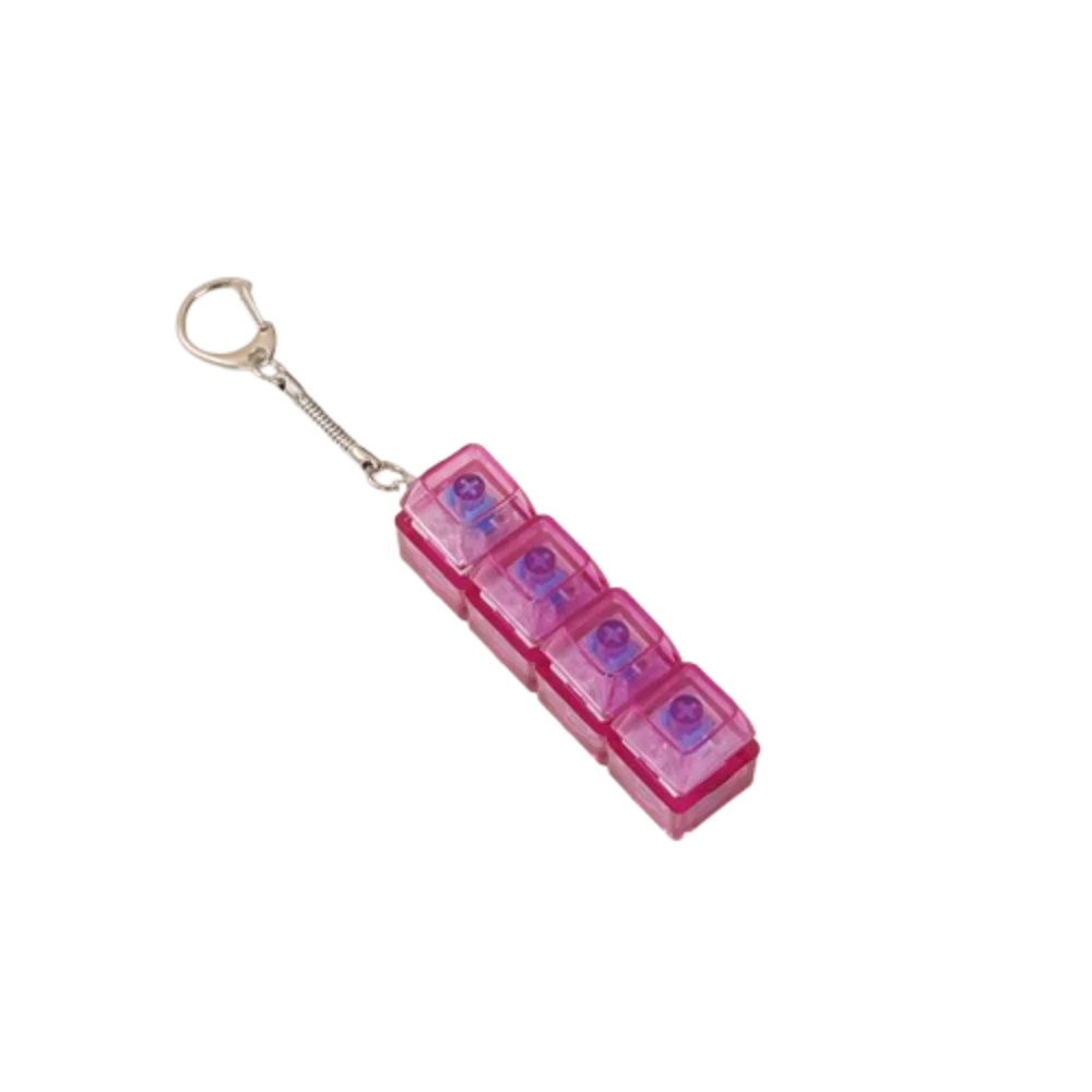 Funny Crystal Keycap Pendant Luminous Light Fidget Keyboard with LED Transparent Shaft 4 Keys Design
