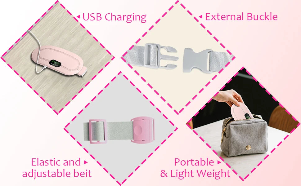 Portable Heated Massage Warming Palace Belt Intelligent Heating Waist Device for Girls Menstrual Period Auntie