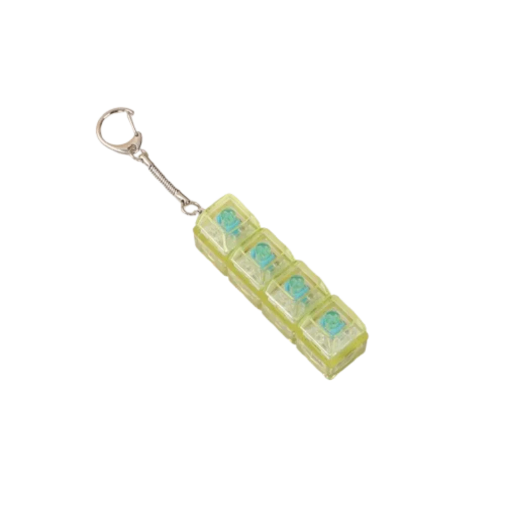 Funny Crystal Keycap Pendant Luminous Light Fidget Keyboard with LED Transparent Shaft 4 Keys Design