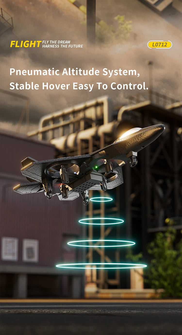 Night Flight RC Aircraft with Fixed Height & 4-Motor Stability - EPP Foam Glider Helicopter for Boys Girls Toy Gift