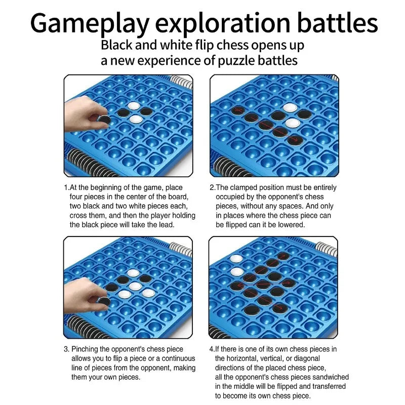 Dual-Side Flip Board Strategy Game for 2 Players Logic Training Educat for 2 Players Logic Training Educational Brain Teaser Toy