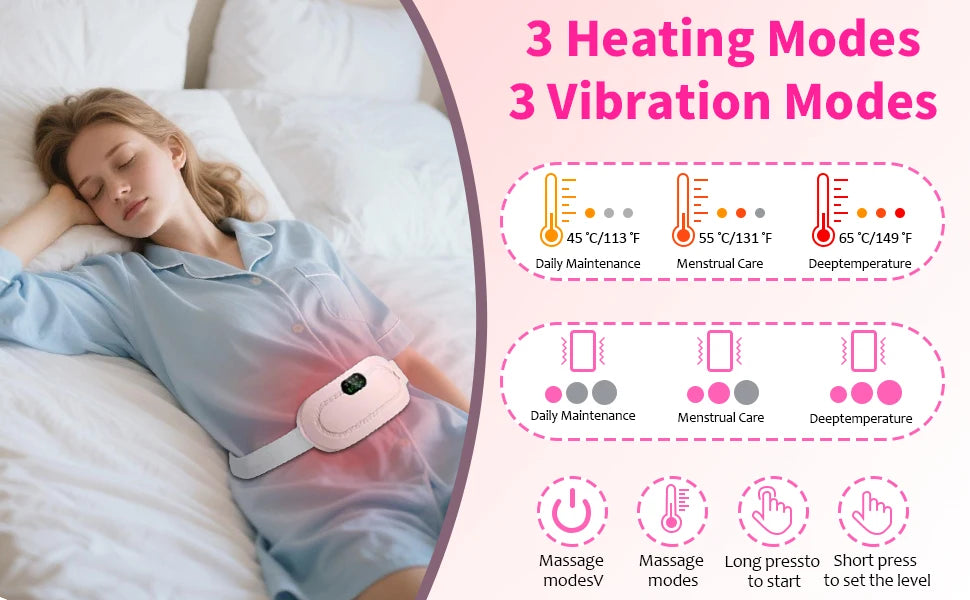 Portable Heated Massage Warming Palace Belt Intelligent Heating Waist Device for Girls Menstrual Period Auntie