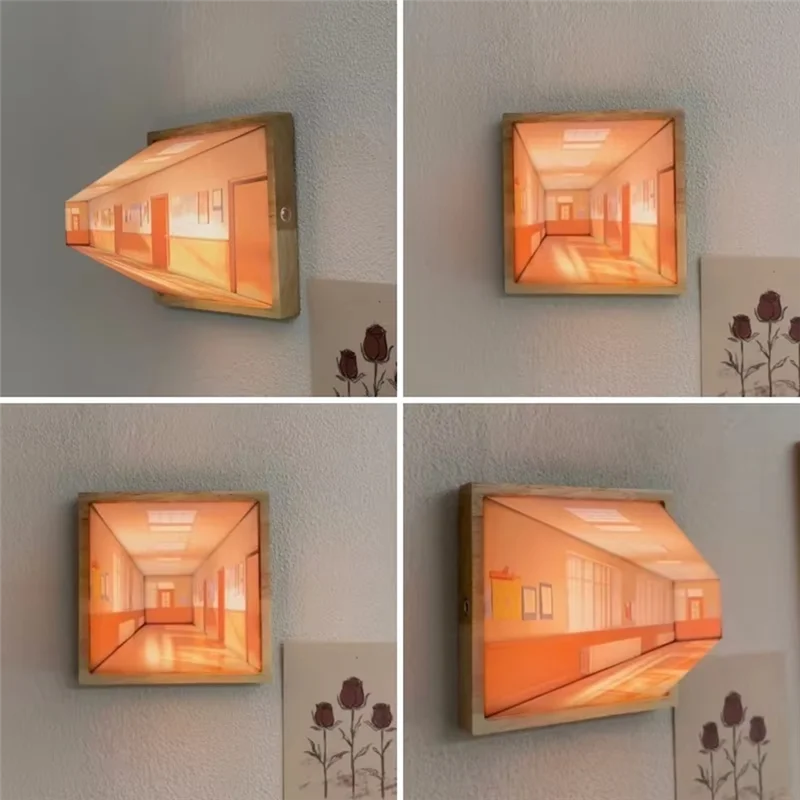 3D Stereoscopic Visual Wall Lamp Bedside Decorative Lamps Scene 3D Effect Color Changing DIY Wall Lamp-AB52