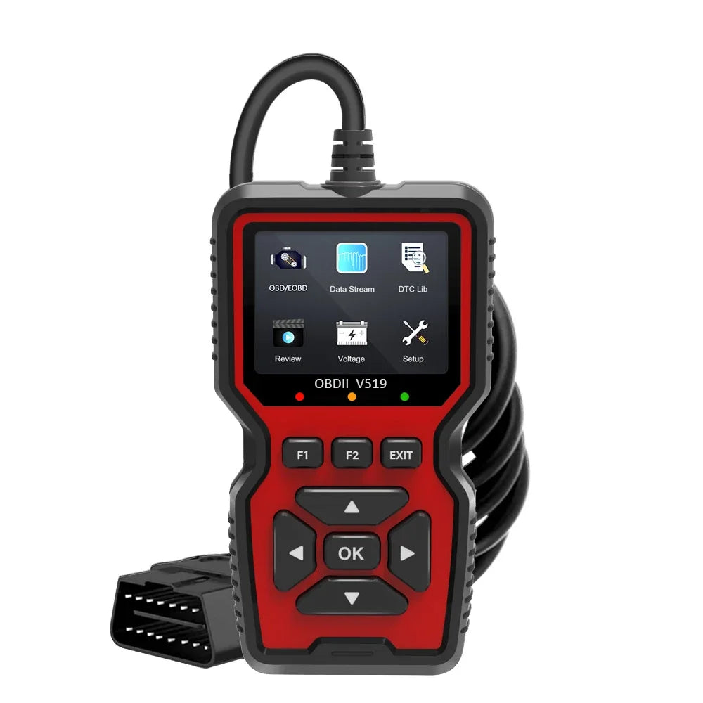 V519 Professional OBD2 Scanner powered, real-time data diagnostic tool for checking engine lights in most cars