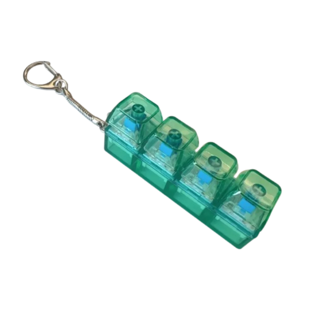 Funny Crystal Keycap Pendant Luminous Light Fidget Keyboard with LED Transparent Shaft 4 Keys Design