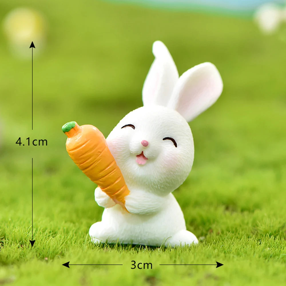 Easter Mini Resin Figurines Miniatures Rabbit Carrot Easter Bunny Ornament Micro Landscape Happy Easter Ornament Decoration 2026