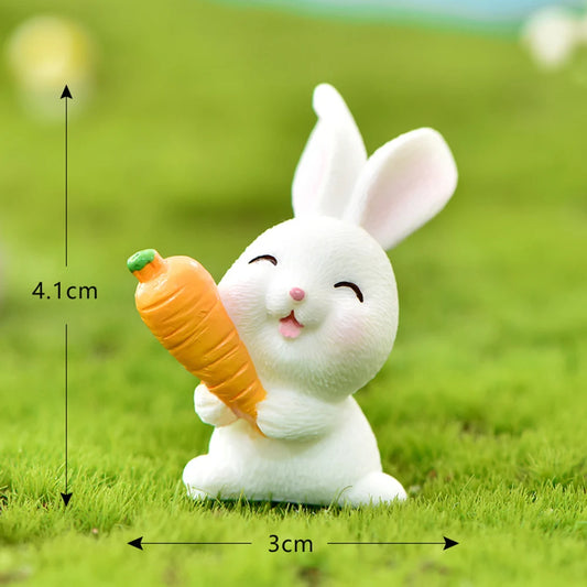 Easter Mini Resin Figurines Miniatures Rabbit Carrot Easter Bunny Ornament Micro Landscape Happy Easter Ornament Decoration 2026