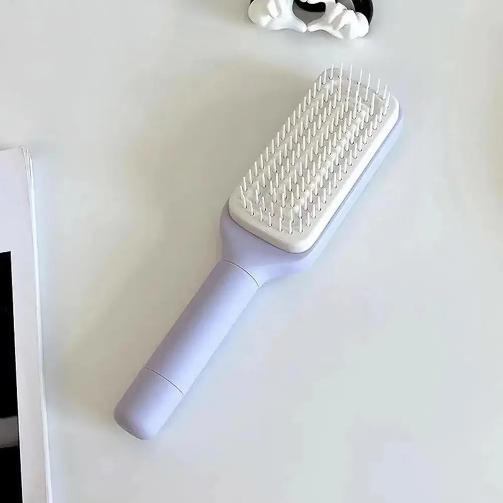 Rotating Comb Long Handle Anti-static Scalp Massage Hair Comb for Women Self Hair Brush with Retractable Comb Hairdressing Tool