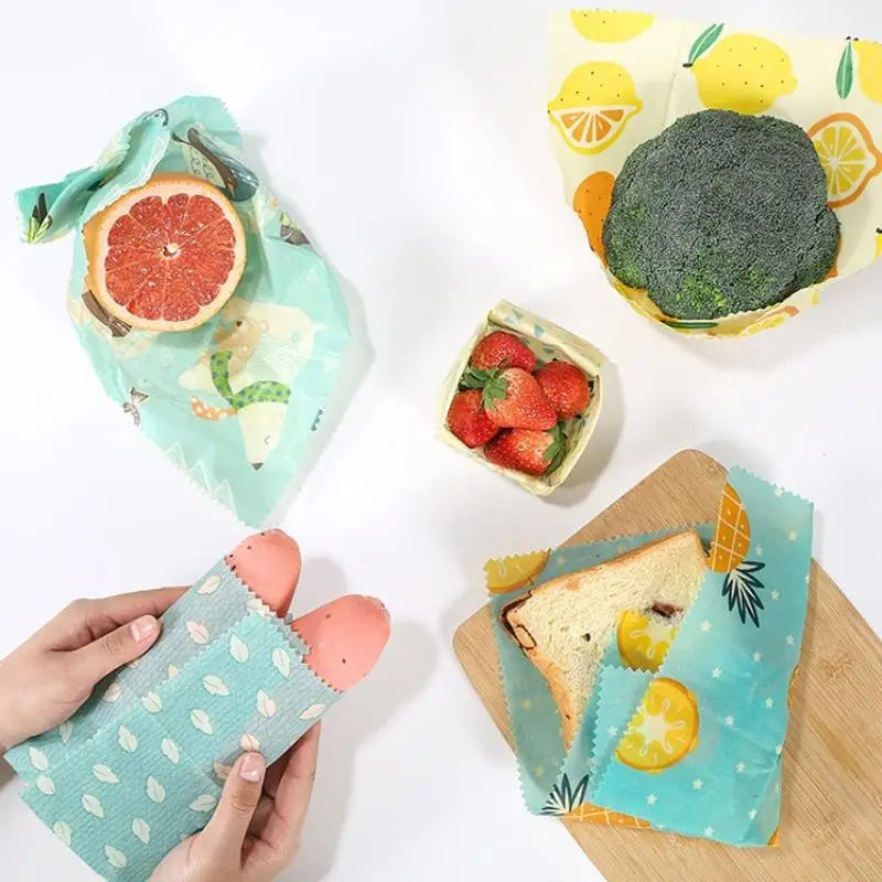 3sheets Beeswax Food Wrap Roll Reusable Beeswax Eco-Friendly Sustainable Food Storage Wrap For Sandwich Cheese Fruit Bread Snack