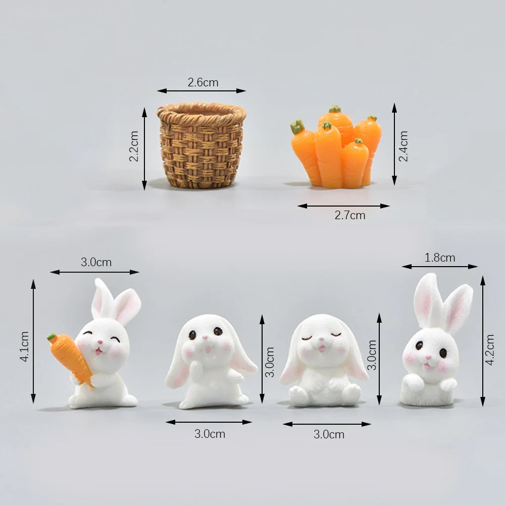 Easter Mini Resin Figurines Miniatures Rabbit Carrot Easter Bunny Ornament Micro Landscape Happy Easter Ornament Decoration 2026