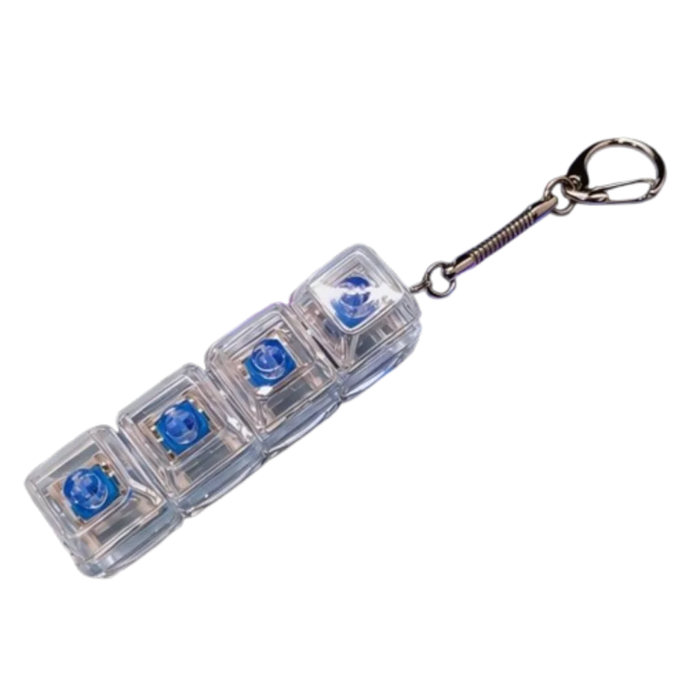 Funny Crystal Keycap Pendant Luminous Light Fidget Keyboard with LED Transparent Shaft 4 Keys Design
