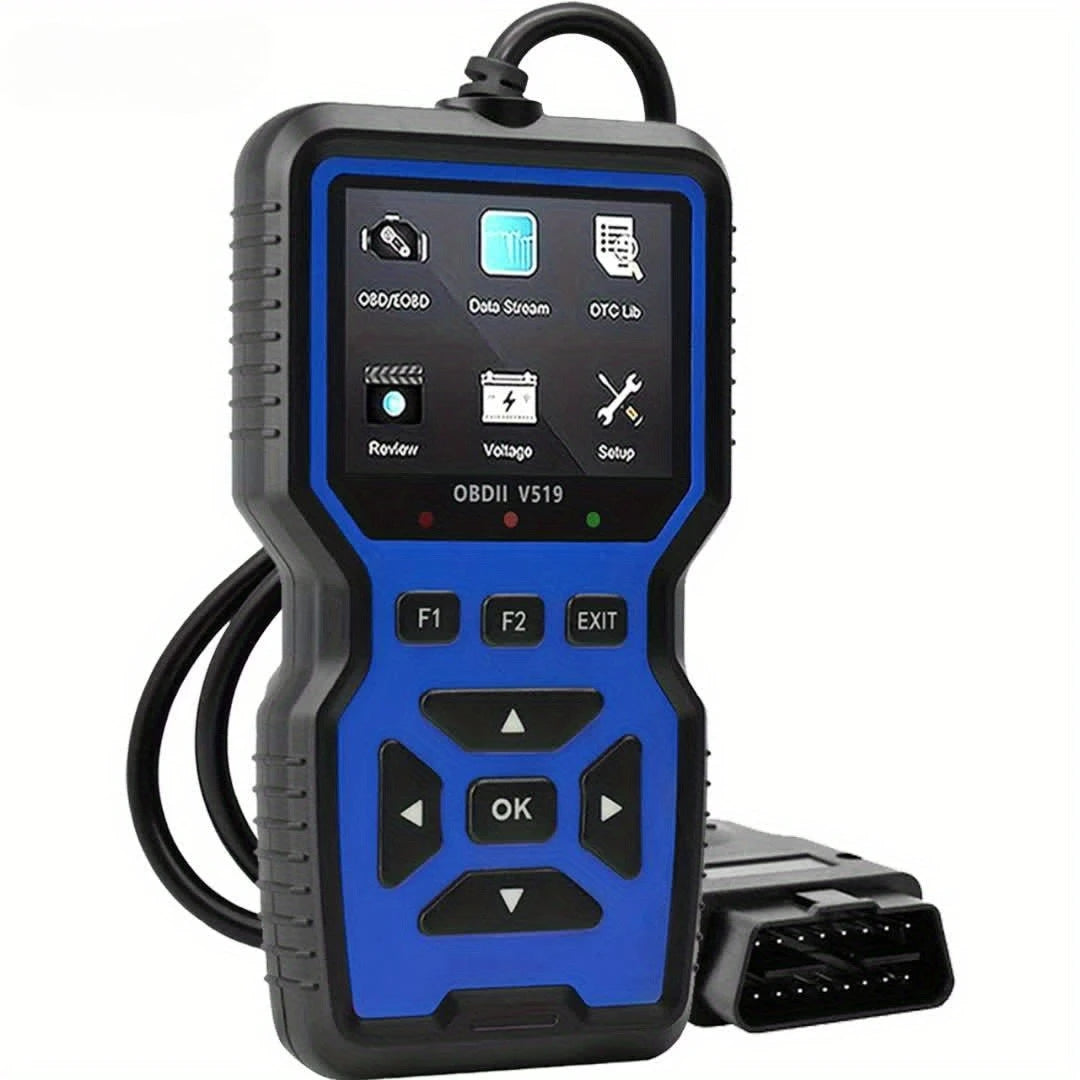 V519 Professional OBD2 Scanner powered, real-time data diagnostic tool for checking engine lights in most cars