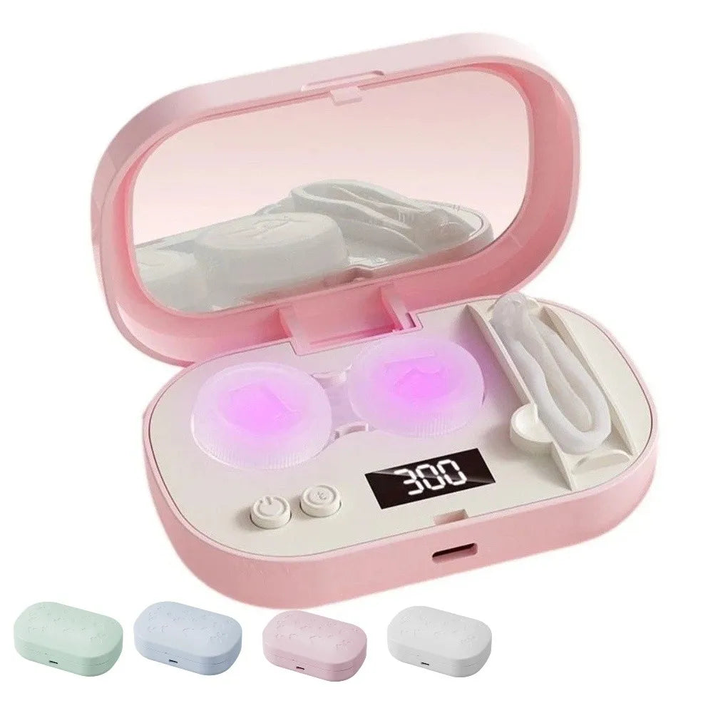 High Frequency Vibration Ultrasonic Beauty Lenses Cleaner LCD Display USB Charging Beauty Lenses Storage Container Portable
