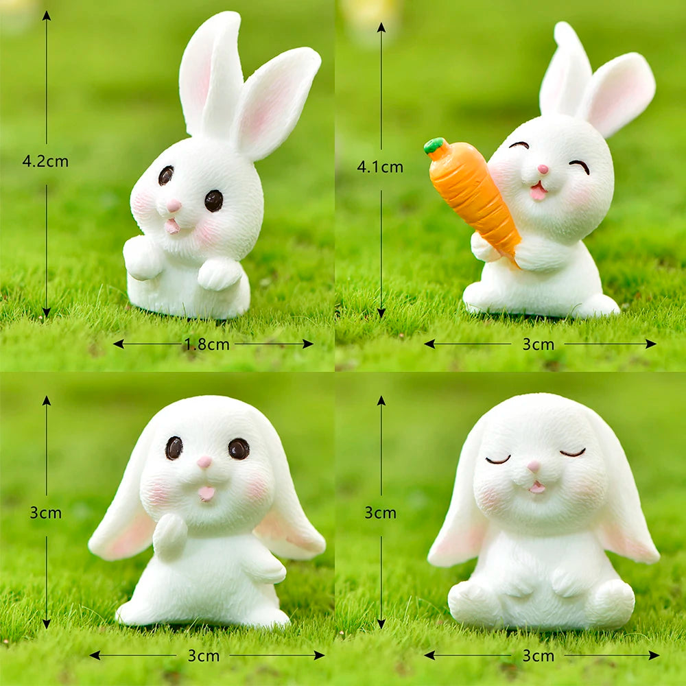 Easter Mini Resin Figurines Miniatures Rabbit Carrot Easter Bunny Ornament Micro Landscape Happy Easter Ornament Decoration 2026