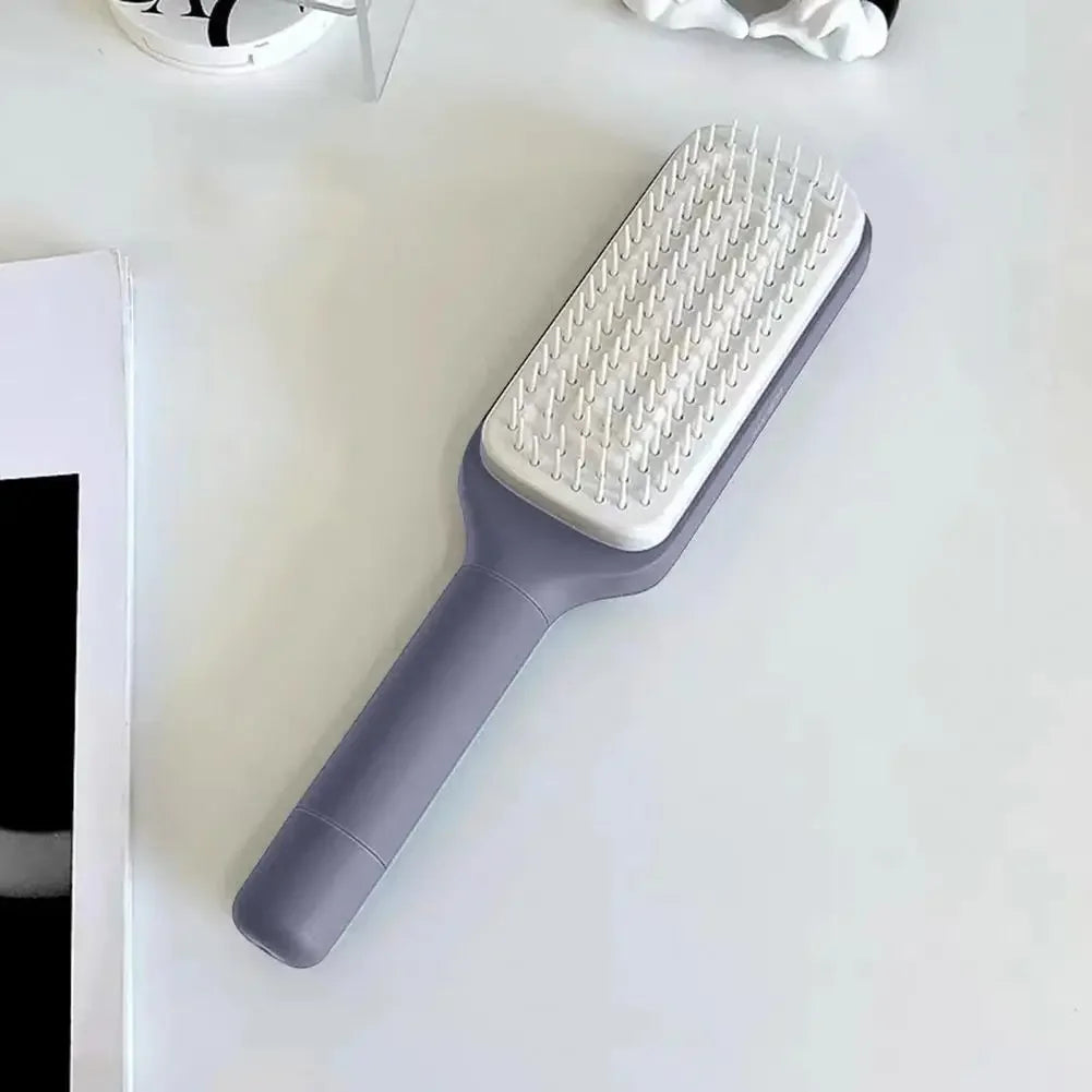 Rotating Comb Long Handle Anti-static Scalp Massage Hair Comb for Women Self Hair Brush with Retractable Comb Hairdressing Tool