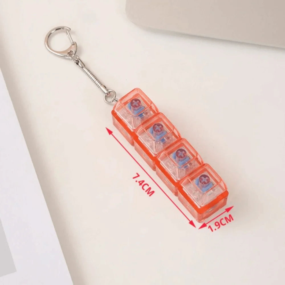 Funny Crystal Keycap Pendant Luminous Light Fidget Keyboard with LED Transparent Shaft 4 Keys Design