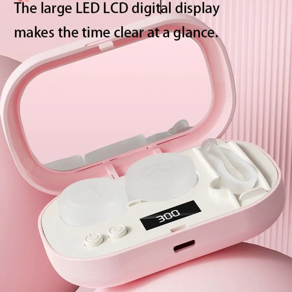 High Frequency Vibration Ultrasonic Beauty Lenses Cleaner LCD Display USB Charging Beauty Lenses Storage Container Portable