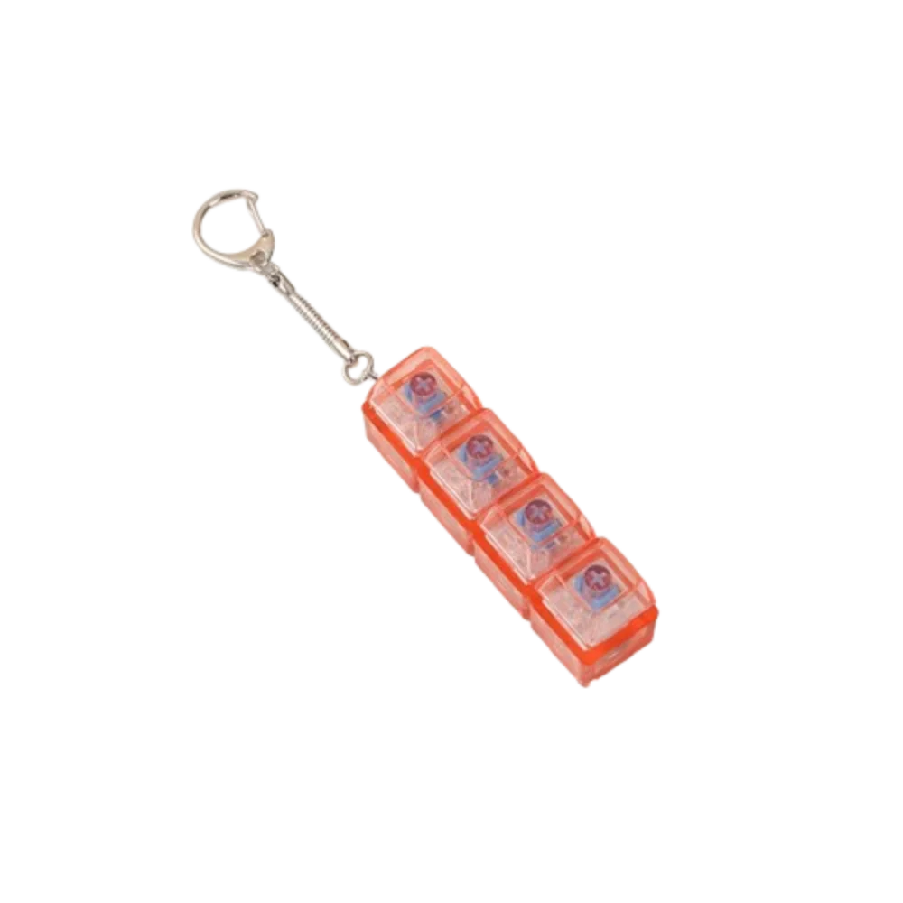 Funny Crystal Keycap Pendant Luminous Light Fidget Keyboard with LED Transparent Shaft 4 Keys Design